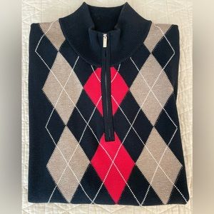 CARNOUSTIE Pima Cotton 1/4 Zip Sleeveless Argyle Golf Sweater Size‎ XL